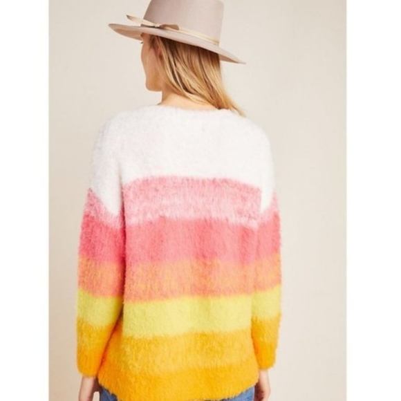 Anthropologie Simone Fuzzy Multicolor Watercolor Wool Alpaca Sweater XSP - Picture 5 of 12